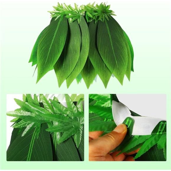 Hawaiian Leaf Hula Skirt and Leis Set Include Tropical Fern Leaf Headband - Picture 5 of 7